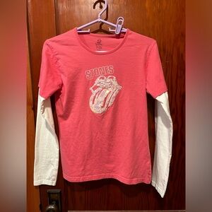 Pink y2k the Rolling Stones baby tee longsleeve